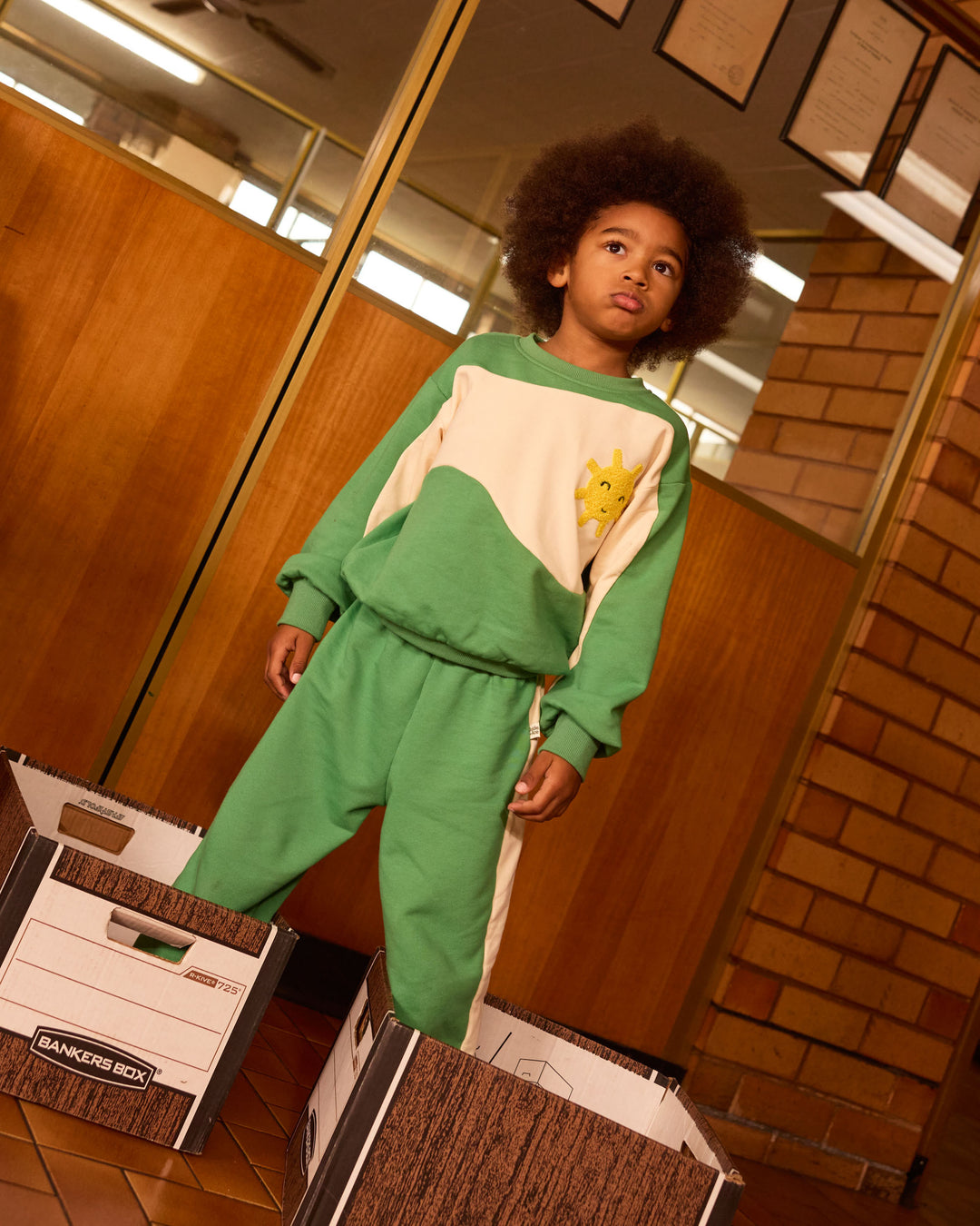 Goldie + Ace sweater met golfpanelen en geborduurde zon