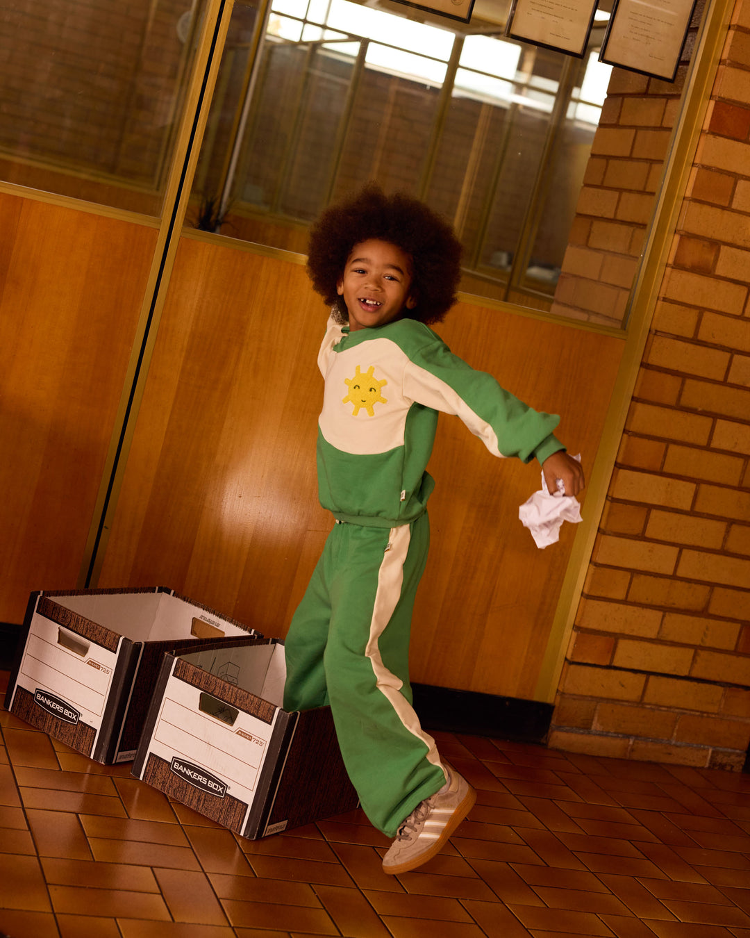 Goldie + Ace sweater met golfpanelen en geborduurde zon