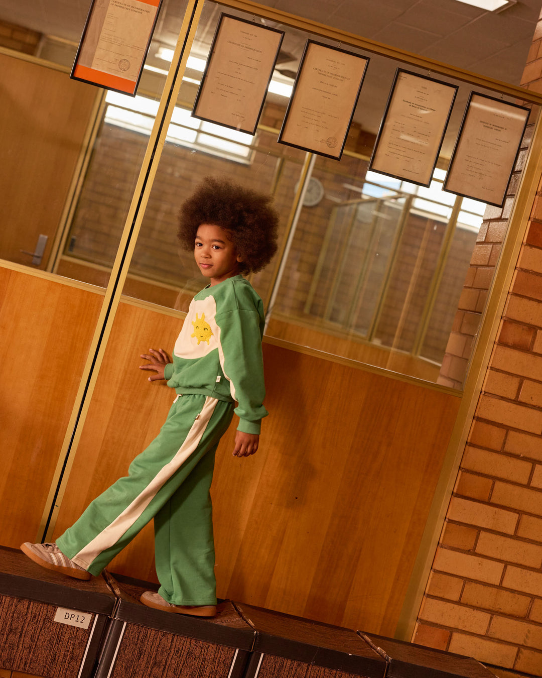 Goldie + Ace sweater met golfpanelen en geborduurde zon