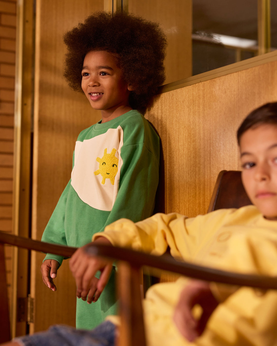 Goldie + Ace sweater met golfpanelen en geborduurde zon