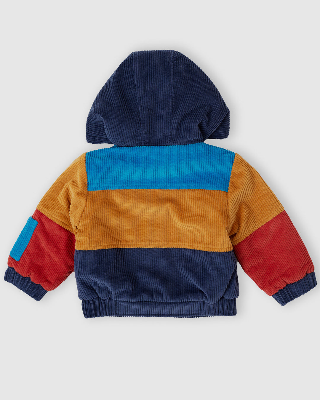 Goldie + Ace retro corduroy jas met kleurblokken en sherpa voering