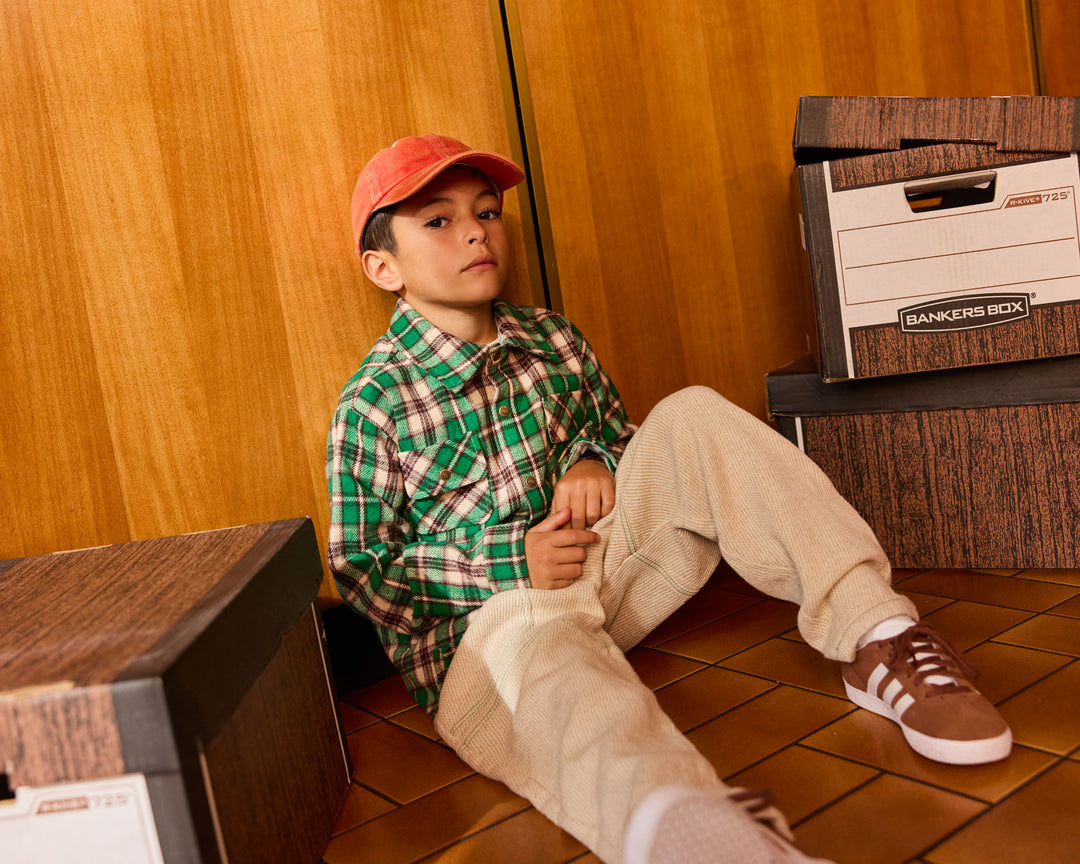 Goldie + Ace Drew broek in zandkleur met oversized zakken en trekkoord