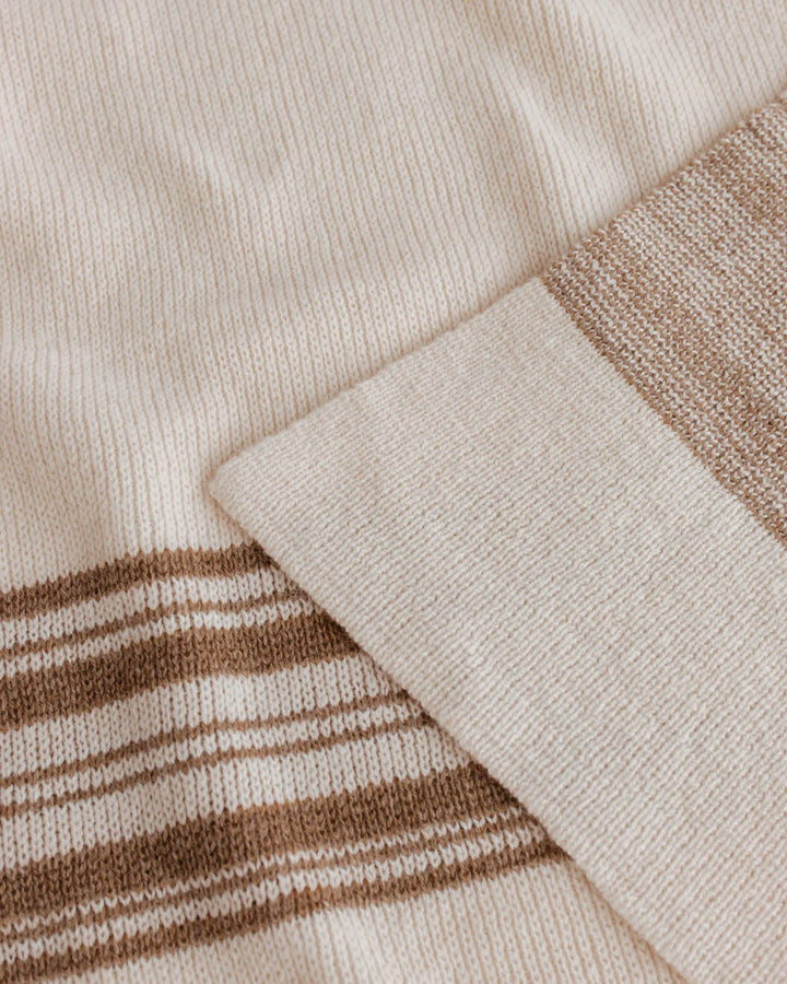Warm gebreid Hvid deken Gilbert in Offwhite/Walnut, 70x95 cm