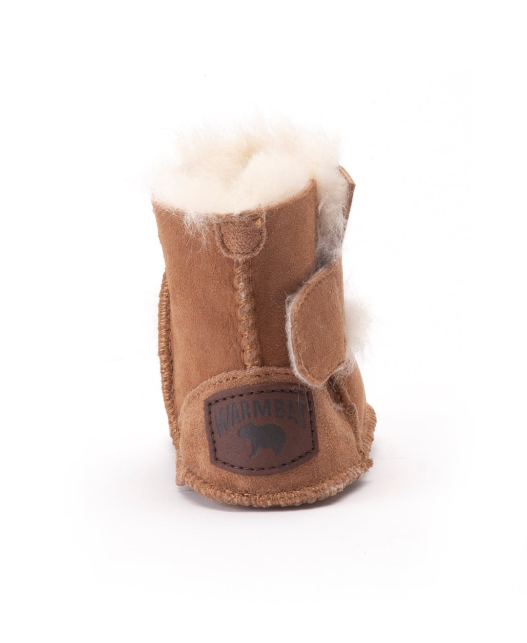 Warmbat Winter Laarzen Baby Hay Velcro Cognac, afgewerkt met pluche en binnenzool van merinowol, ideaal voor baby's