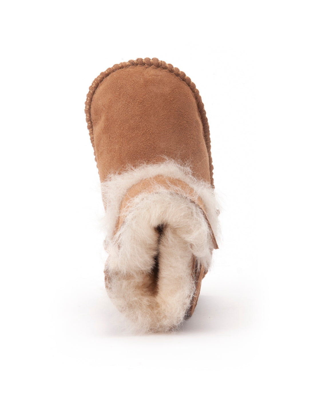 Warmbat Winter Laarzen Baby Hay Velcro Cognac, afgewerkt met pluche en binnenzool van merinowol, ideaal voor baby's