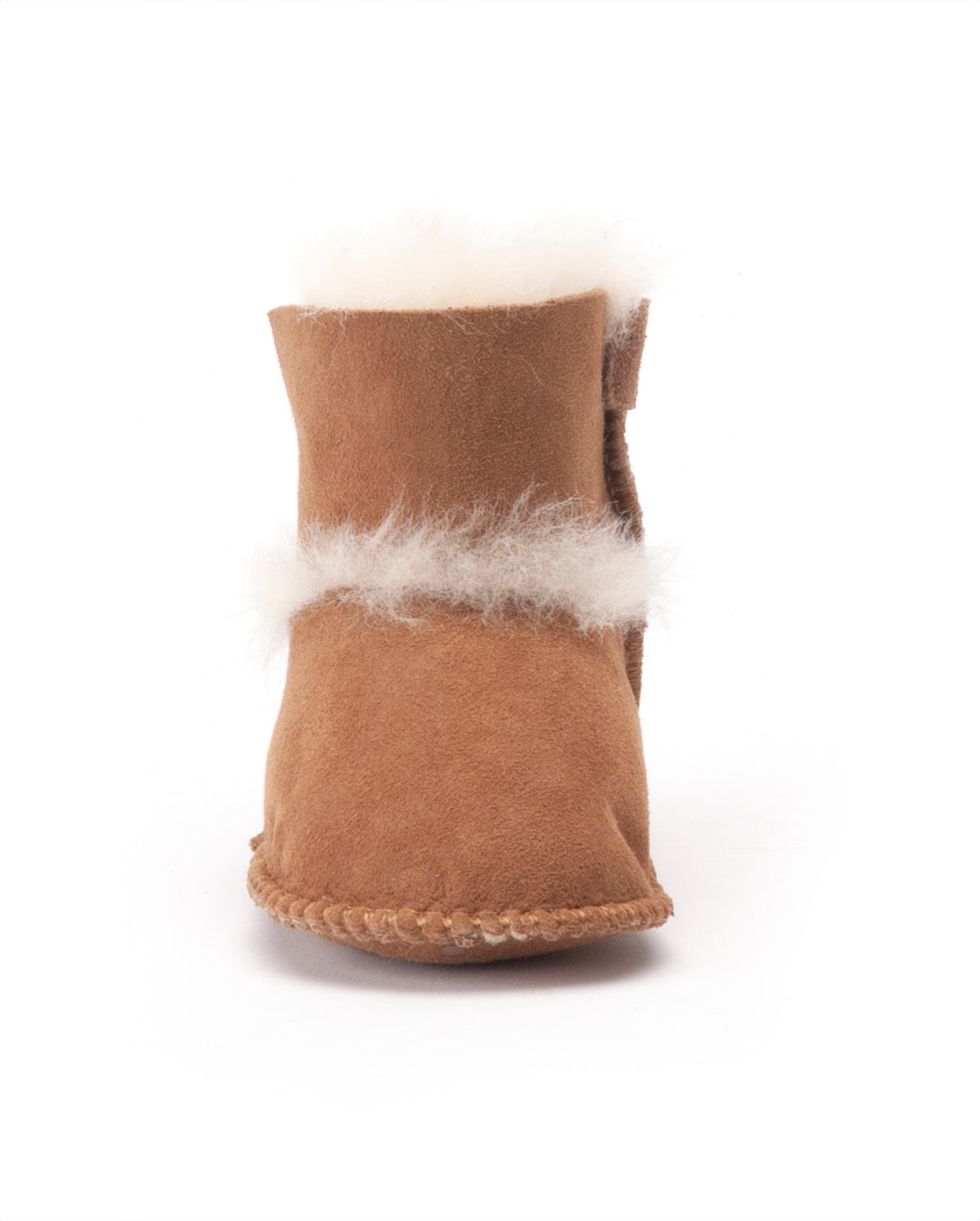 Warmbat Winter Laarzen Baby Hay Velcro Cognac, afgewerkt met pluche en binnenzool van merinowol, ideaal voor baby's