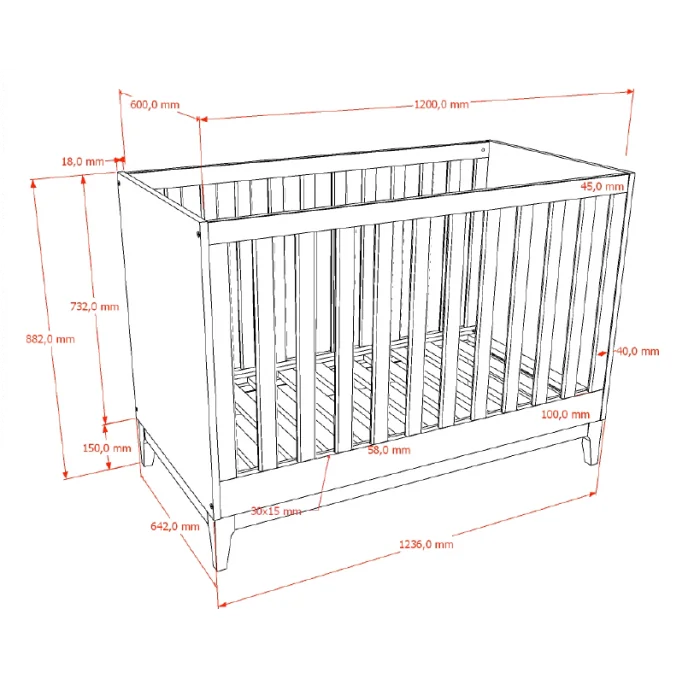 Jaxx - Bed Ilyas 60 x 120 cm | Walnoot