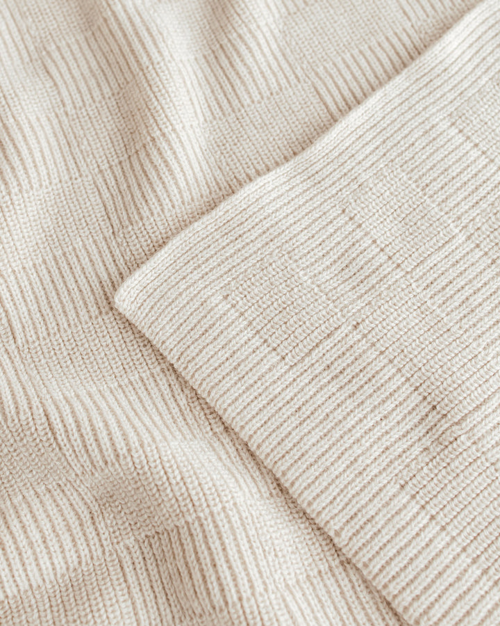Hvid Ivy deken in Cream met geribbelde structuur, 70 x 95 cm