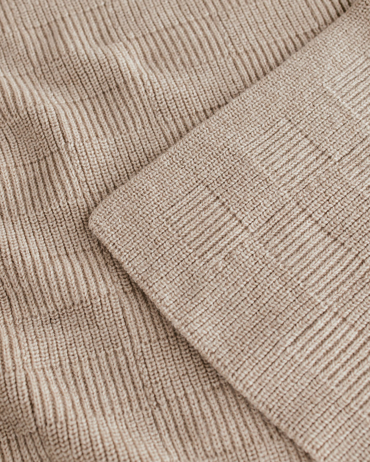 Hvid Ivy deken in Sand met geribbelde structuur, 70 x 95 cm