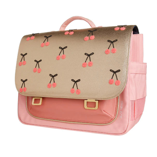 Boekentas met kersenprint en pompon – Jeune Premier It Bag Midi Cherry Pompon
