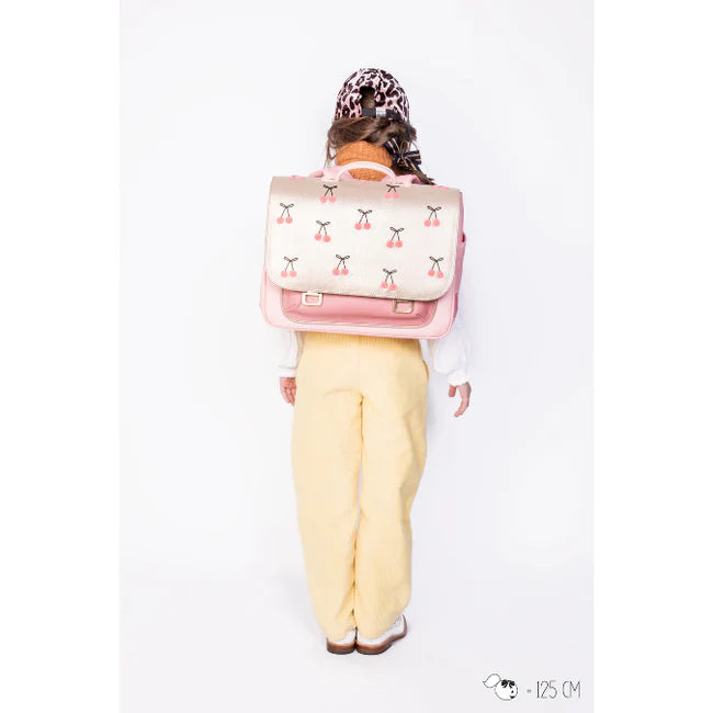Boekentas met kersenprint en pompon – Jeune Premier It Bag Midi Cherry Pompon