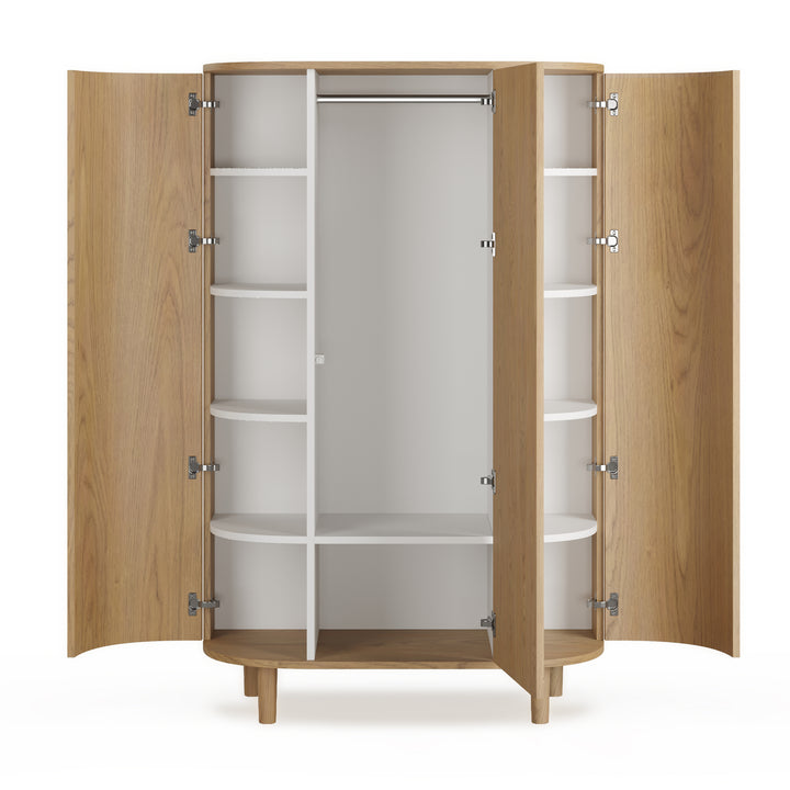 Kast Kai van Kas Kopenhagen in veneer oak met ovale vorm en legplanken