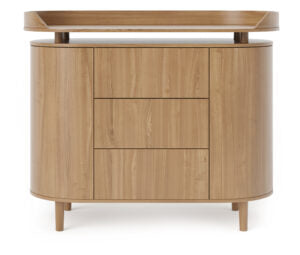 Kas Kopenhagen opzetstuk voor commode Kai in Veneer Oak met eikenhouten poten, geschikt voor kinderen tot 12 maanden/11 kg.