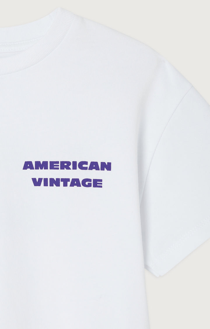 American Vintage - T-Shirt Fizvalley Droit Col Rond Imprime White