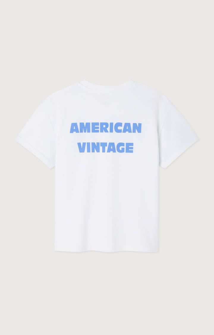 American Vintage - T-Shirt Fizvalley Droit Col Rond Imprime White