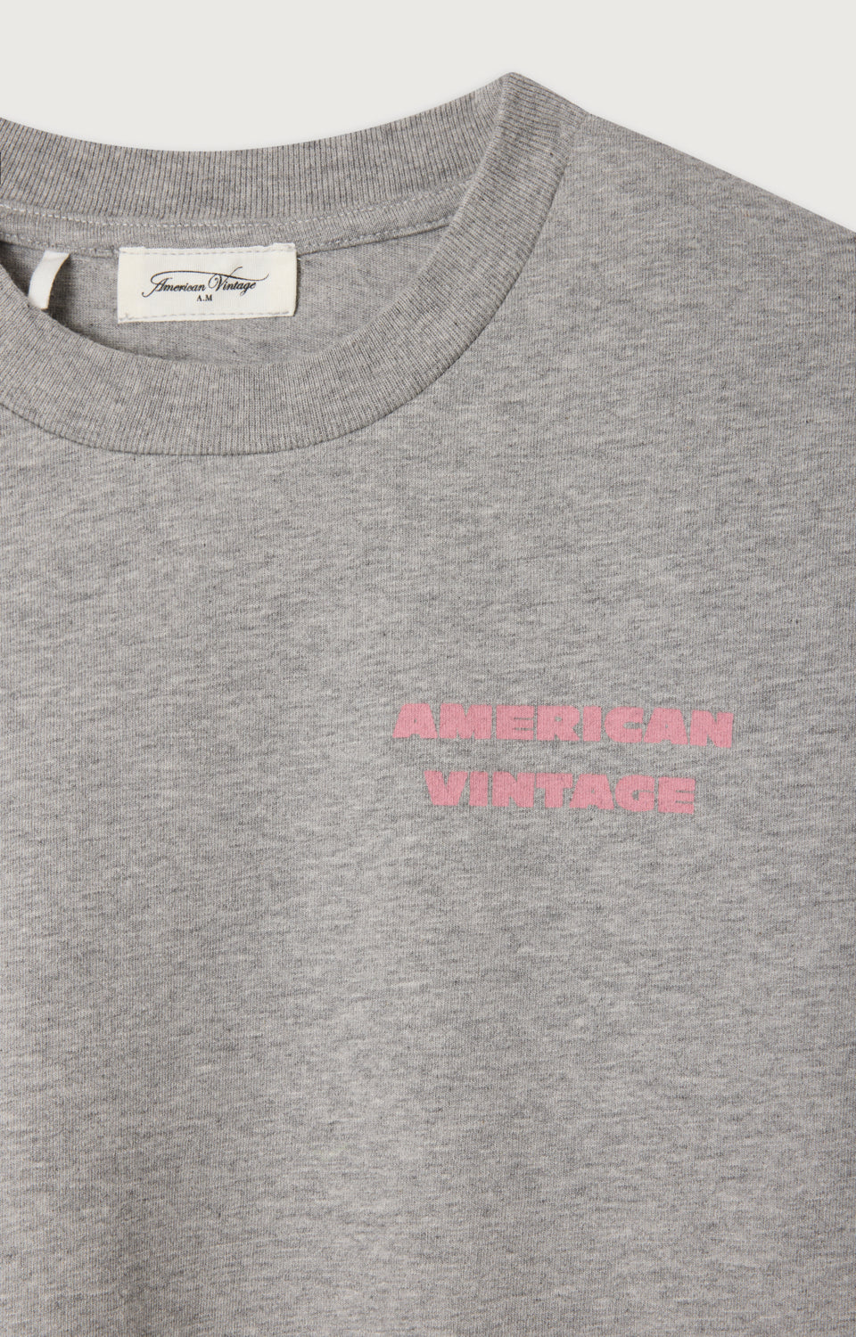 American Vintage - T-Shirt Fizvalley Droit Col Rond Imprime Grey Chine