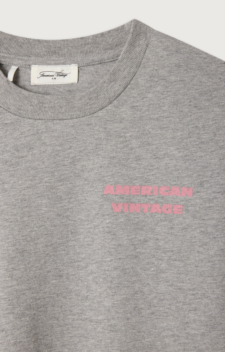 American Vintage - T-Shirt Fizvalley Droit Col Rond Imprime Grey Chine