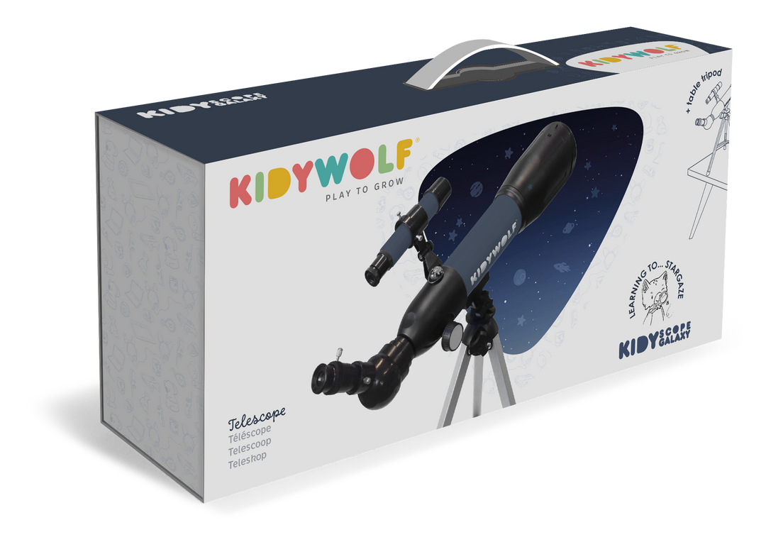 Kidywolf Kidytelescope blauwe telescoop, kindvriendelijk met 50 mm lens en kompas