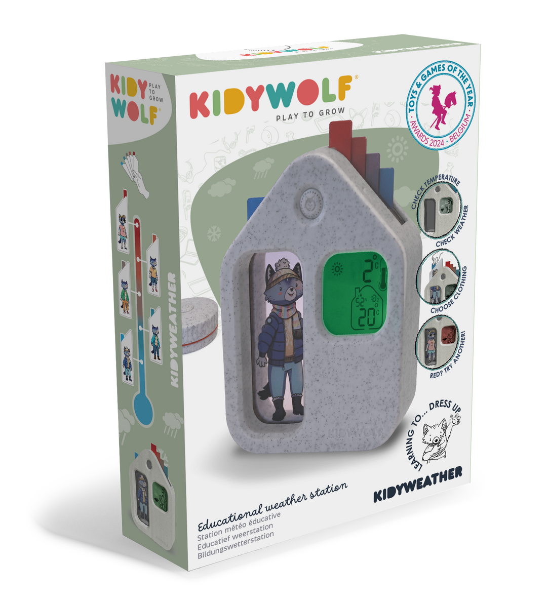 Weerstation Kidyweather White van Kidywolf – educatief weerstation met outfitsuggesties voor kinderen