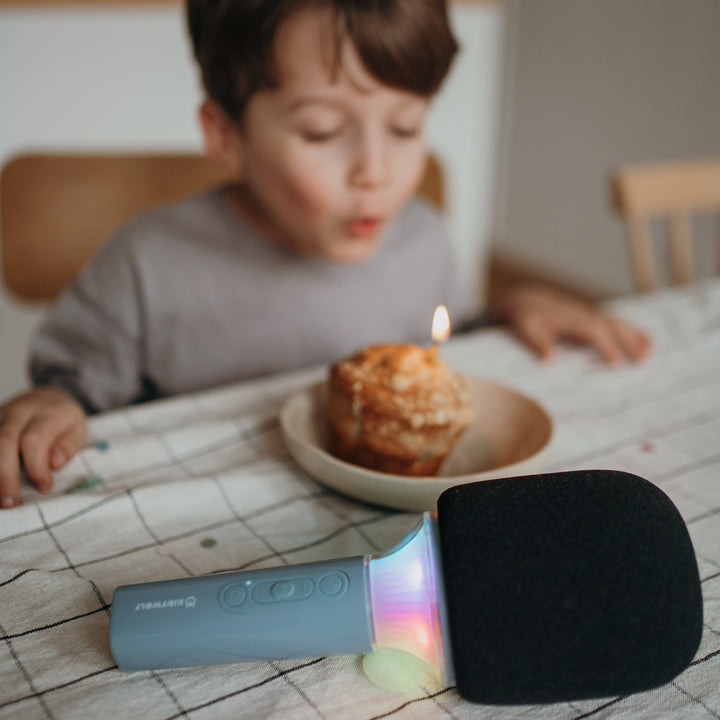 Blauwe Kidywolf Kidymic Karaoke Microfoon met ingebouwde luidspreker en Bluetooth