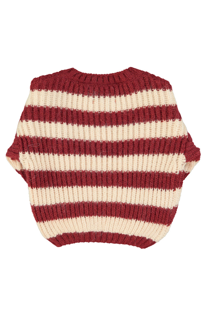 Piupiuchick - Trui Knitted Stripes Bordeaux / Light Pink