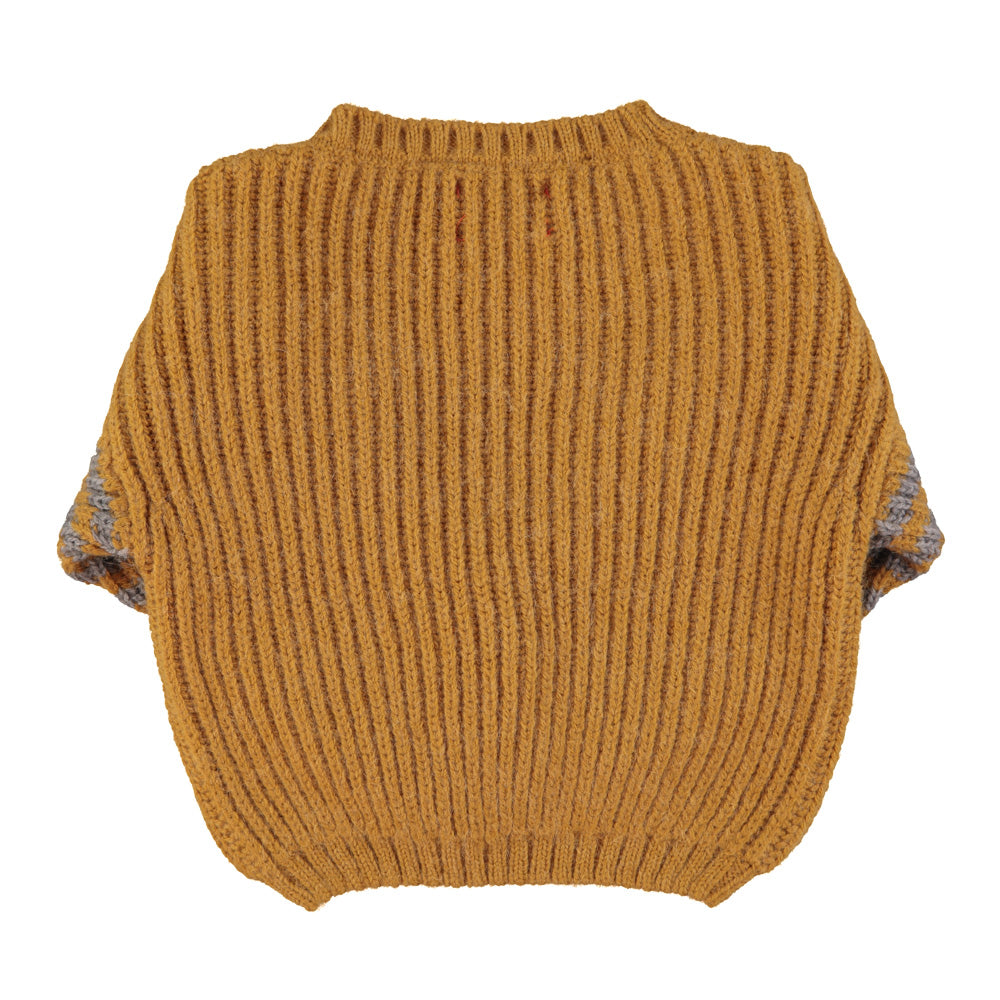 Trui Knitted Stripes Camel / Grey