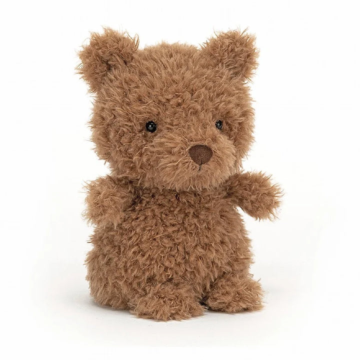 Jellycat knuffel Little Bear, 18 cm, met kroezige vacht en chocoladebruine neus