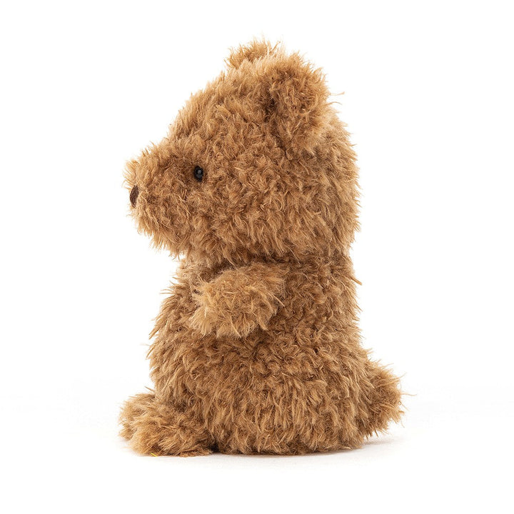 Jellycat knuffel Little Bear, 18 cm, met kroezige vacht en chocoladebruine neus