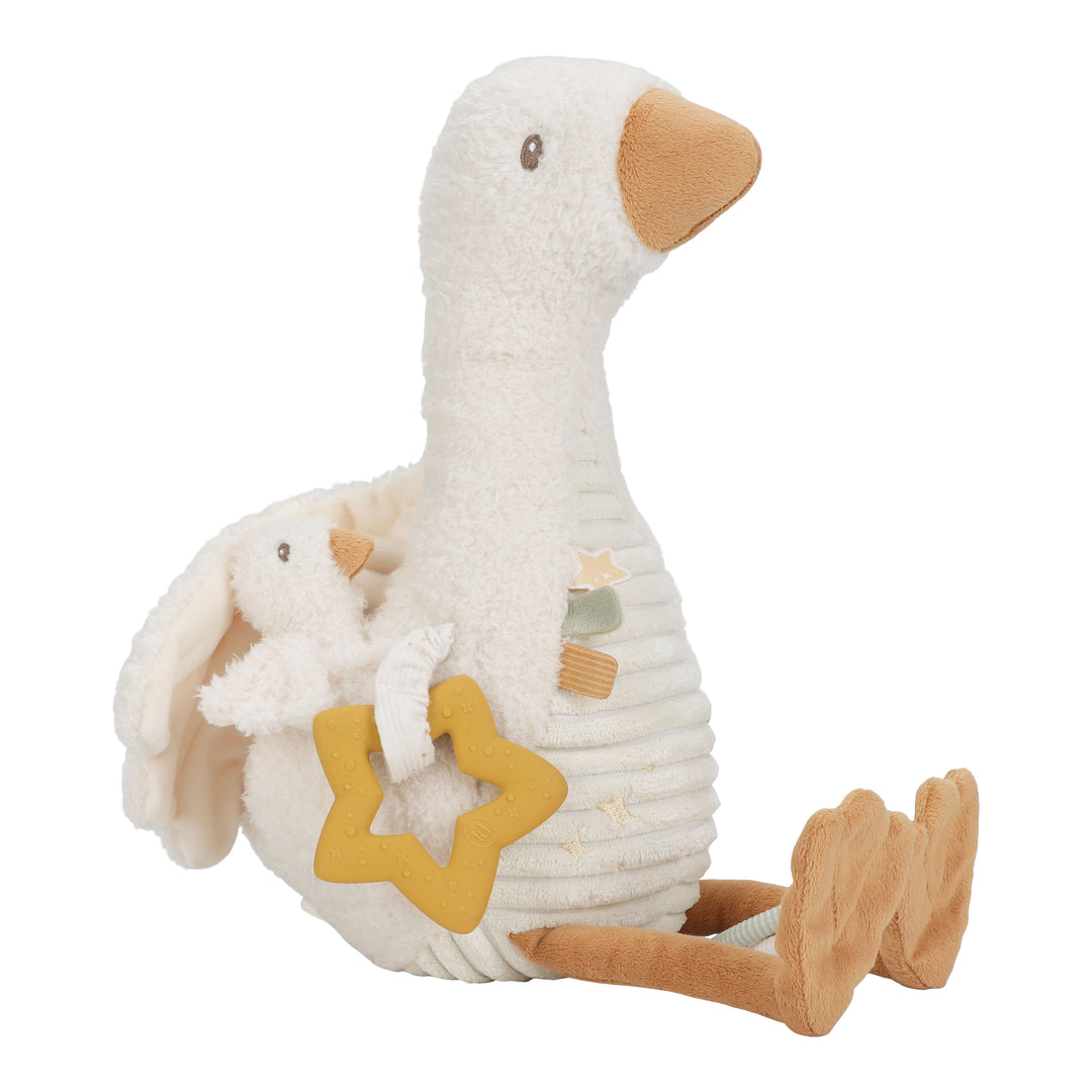 Little Dutch Activiteitenknuffel Little Goose met zachte stofjes en rammelgeluid