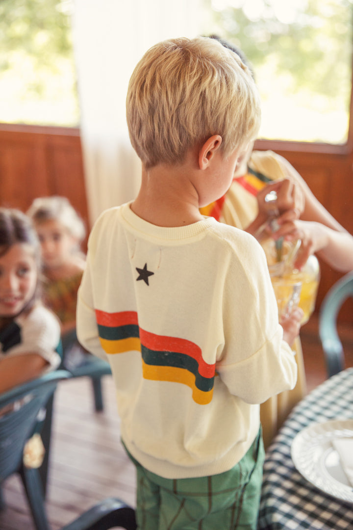 Ecru sweater van Piupiuchick met strepen op de voorkant en ster op de achterkant