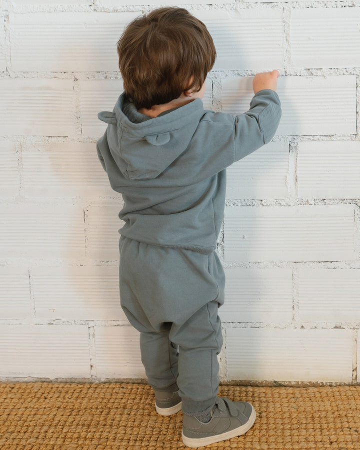 Buho baby joggingbroek in Elephant met gevoerde kniestukken, elastische taille en trekkoord