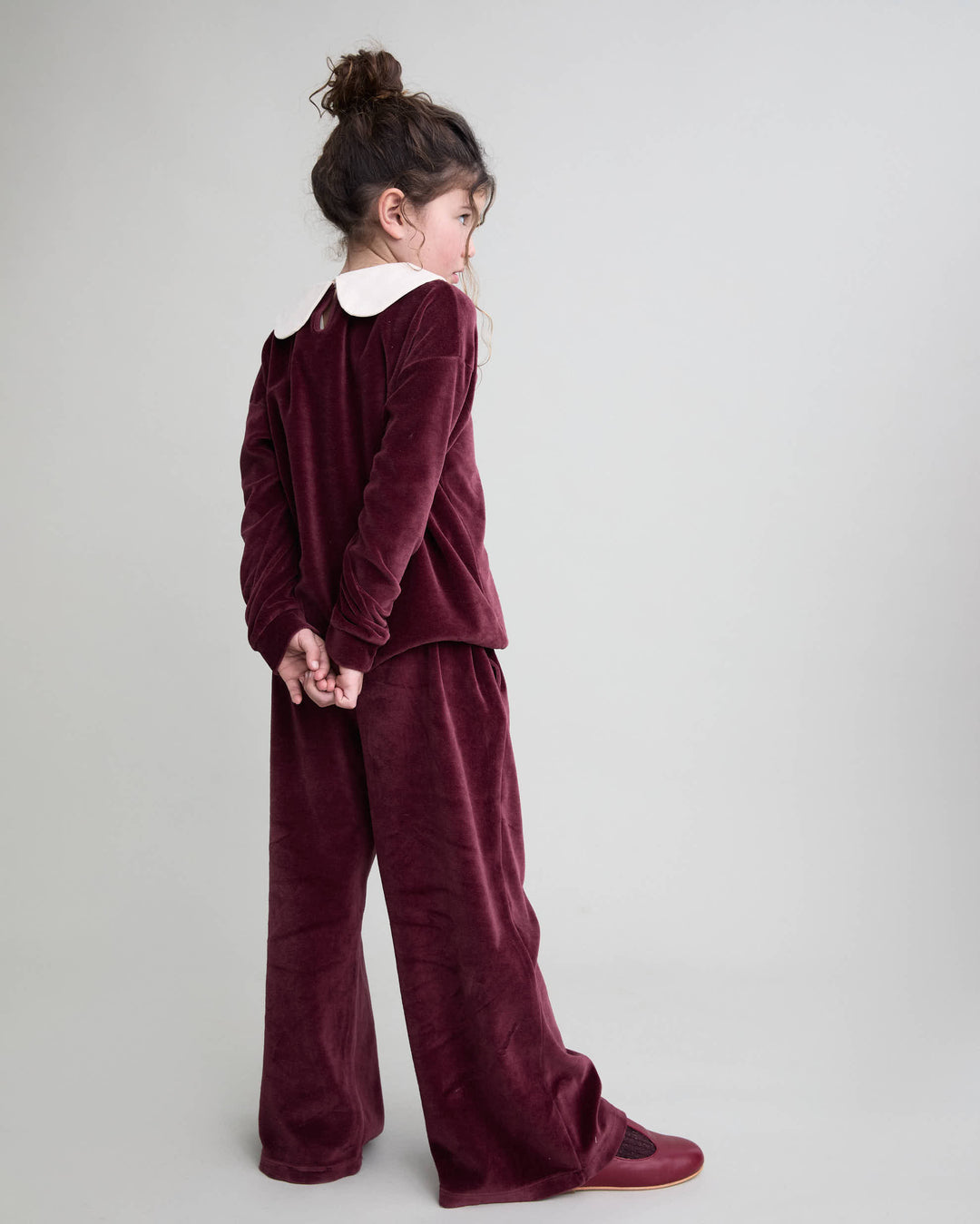 Buho - Velvet Wide Leg Pants Pomegranate