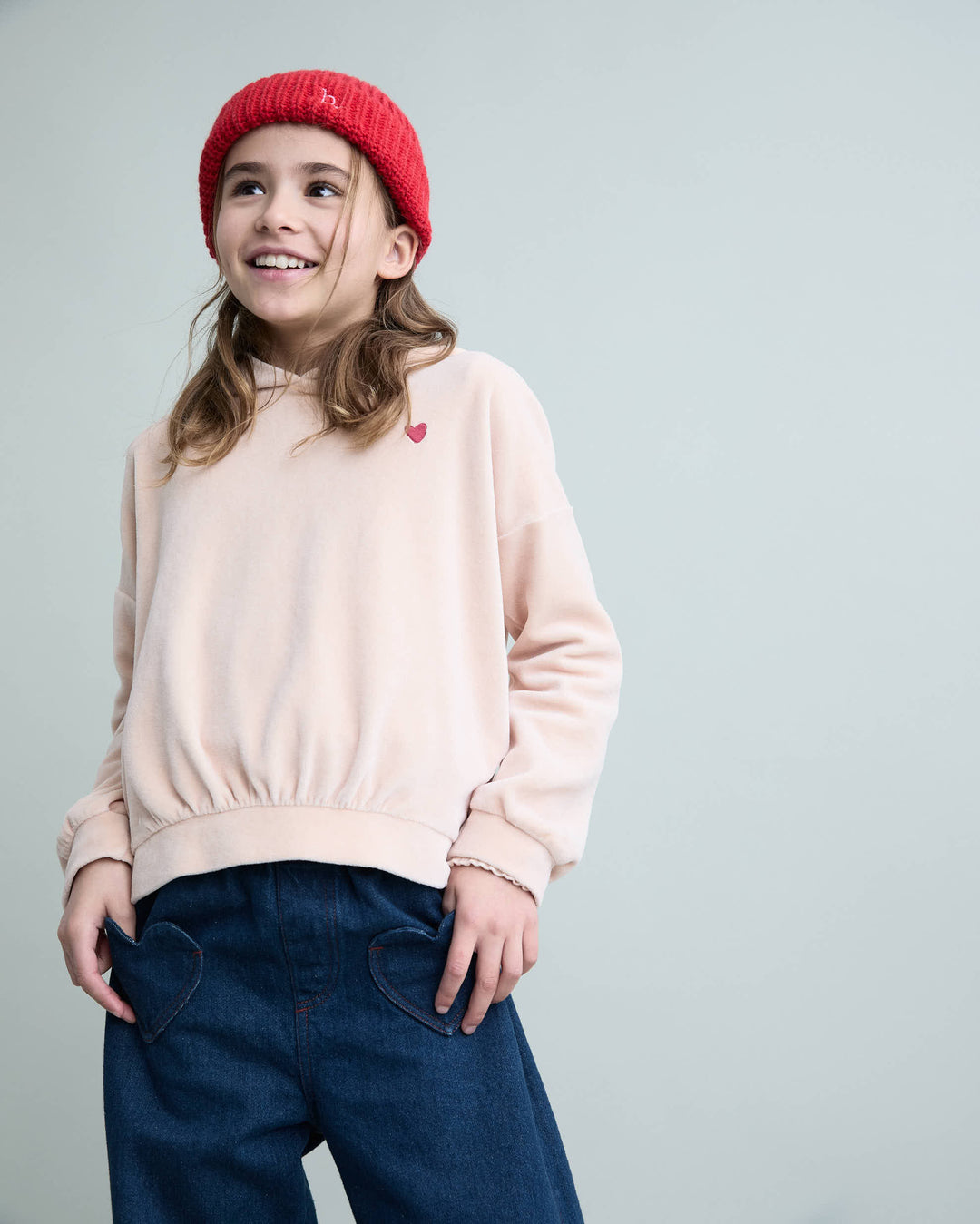 Buho - Velvet Hoodie Cream Pink