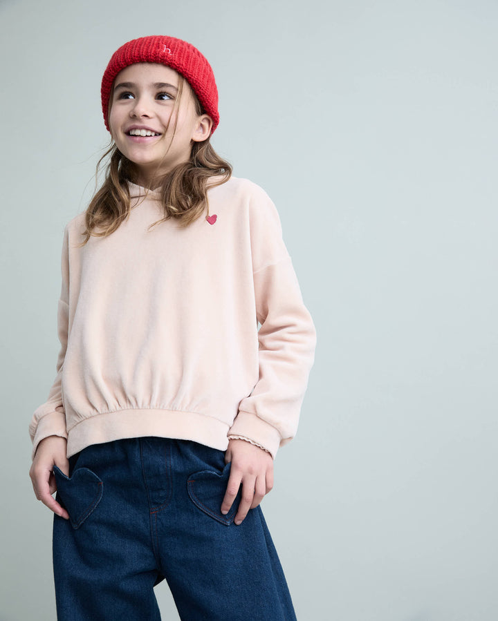 Buho - Velvet Hoodie Cream Pink