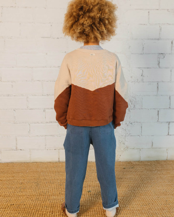 Buho katoenen fleece sweater in Henna met "Awesome" borduursel, lange mouwen en geribde boorden