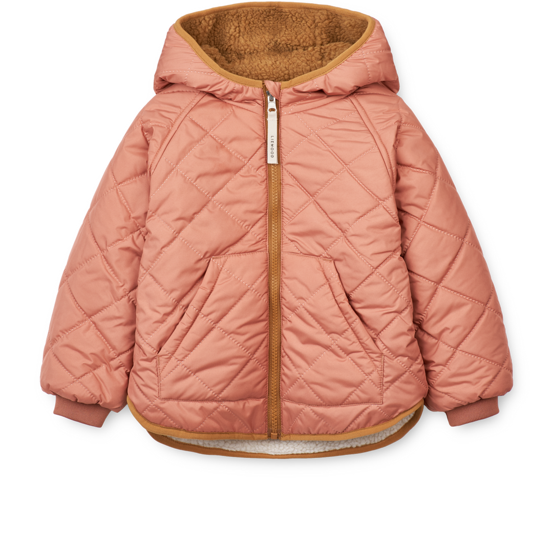 Liewood Jackson omkeerbare thermo jas in Tuscany Rose Mix, gemaakt van gerecycled polyester, met zakken aan beide zijden