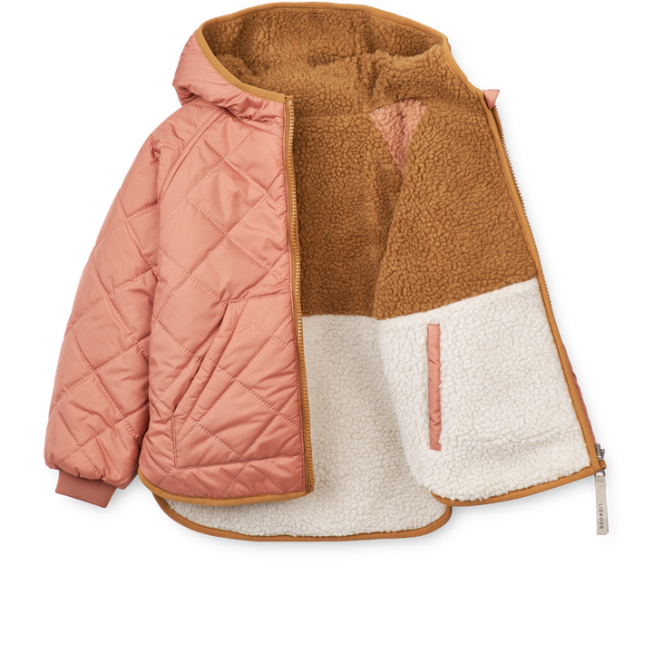 Liewood Jackson omkeerbare thermo jas in Tuscany Rose Mix, gemaakt van gerecycled polyester, met zakken aan beide zijden