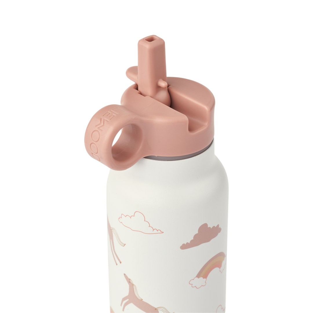 Liewood Falk waterfles 350ml met rietje en handvat in Dream Ecru