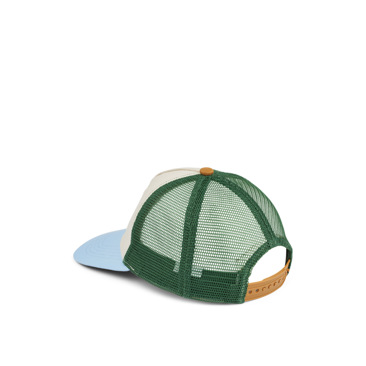 Liewood Delia trucker pet in Classic Navy Multi Mix met ademend gaas en zonneklep