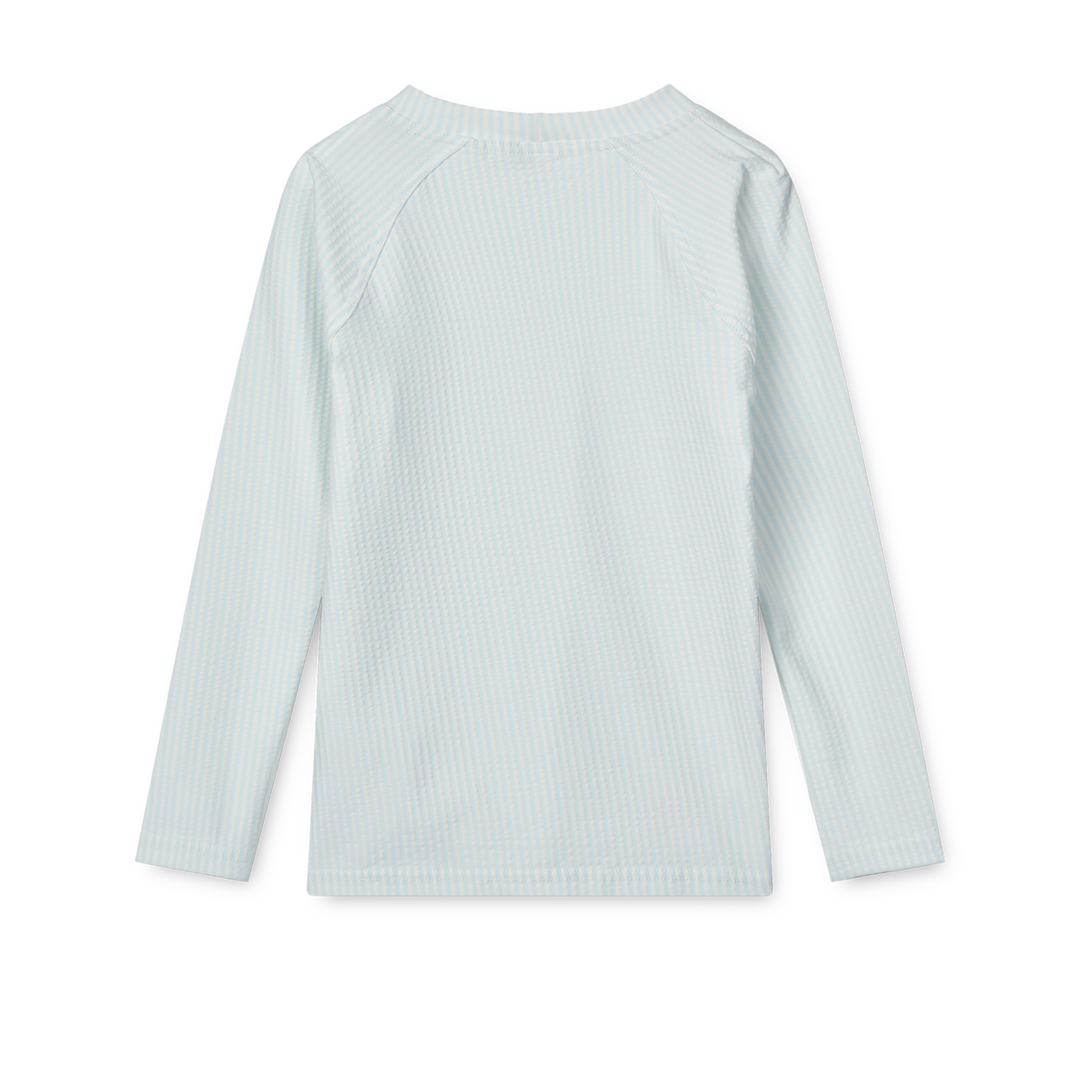 Liewood Noah zwem T-shirt met seersucker textuur in streepdesign Pure Sky / Creme