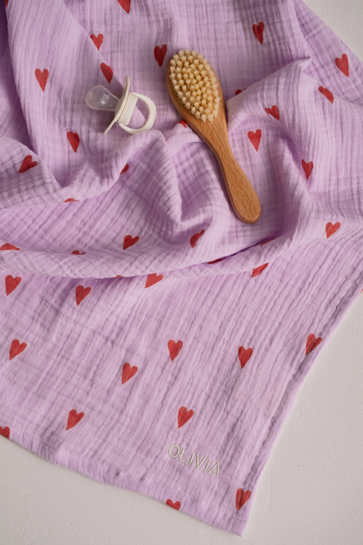 Studio Noos – Tetradoek 70x70 cm Hearts | Lilac