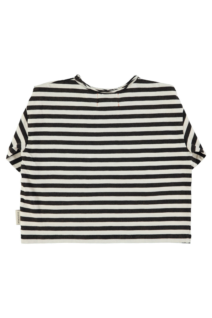Piupiuchick - T-shirt Jersey Flame Stripes Ecru / Black