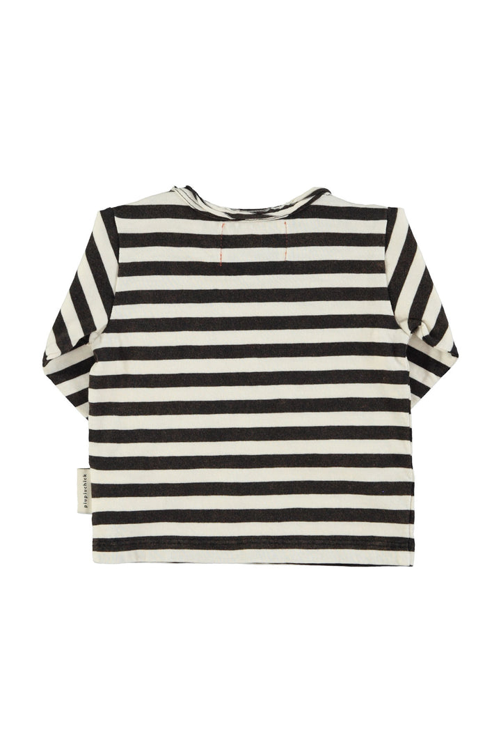 Piupiuchick - T-shirt Baby Jersey Flame Stripes Ecru / Black