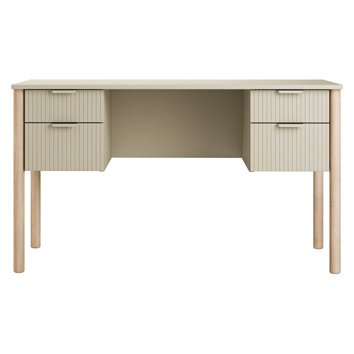 Champagne Pinio Miloo bureau met lades en houten beuken poten