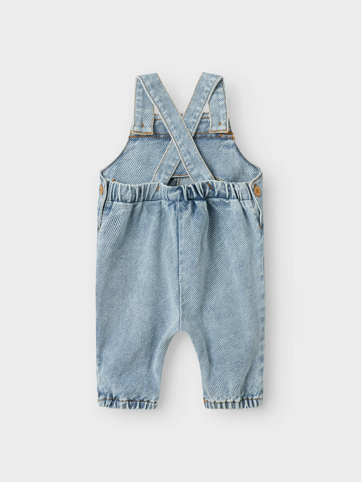 Lil Atelier denim salopette met ribstructuur in Medium Blue