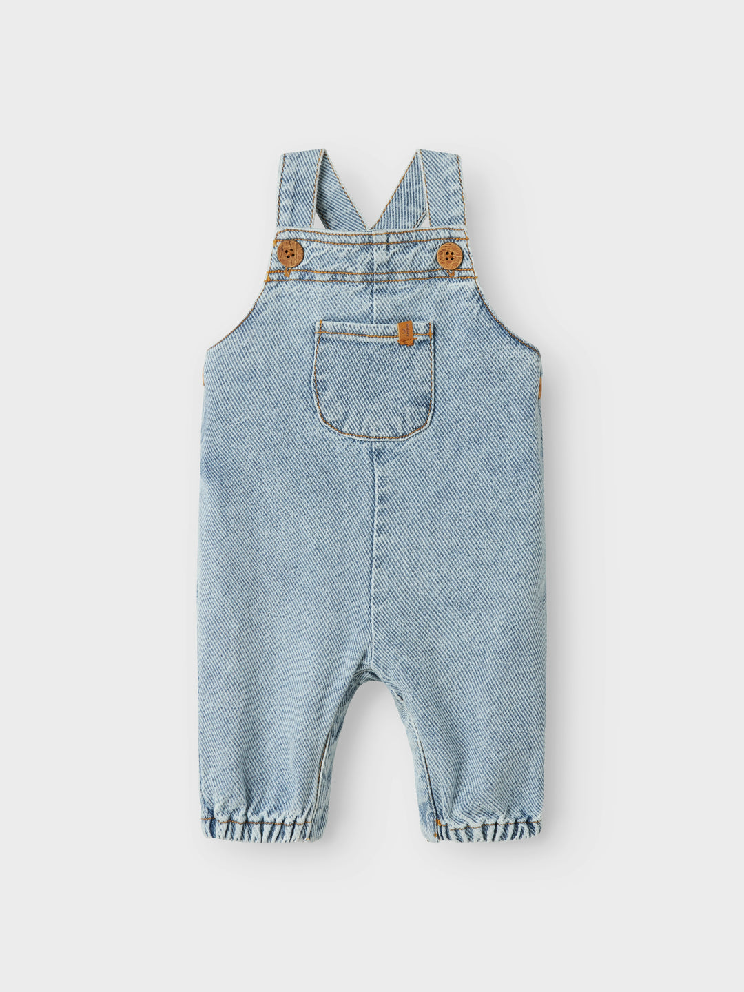 Lil Atelier denim salopette met ribstructuur in Medium Blue