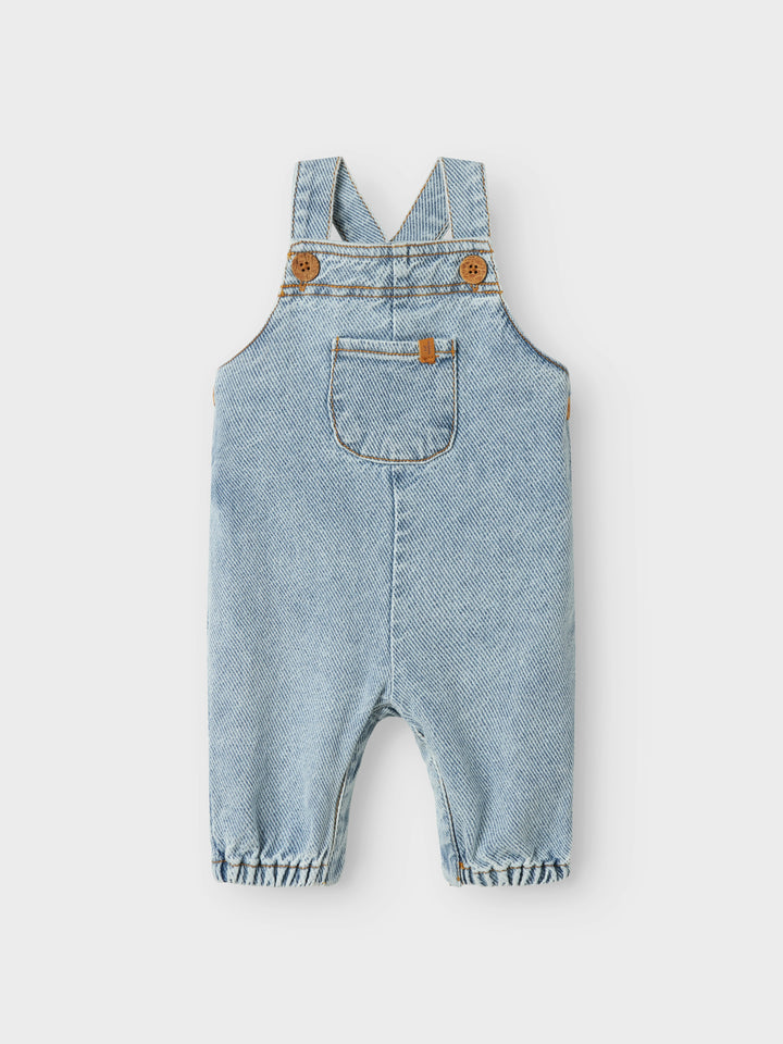 Lil Atelier denim salopette met ribstructuur in Medium Blue