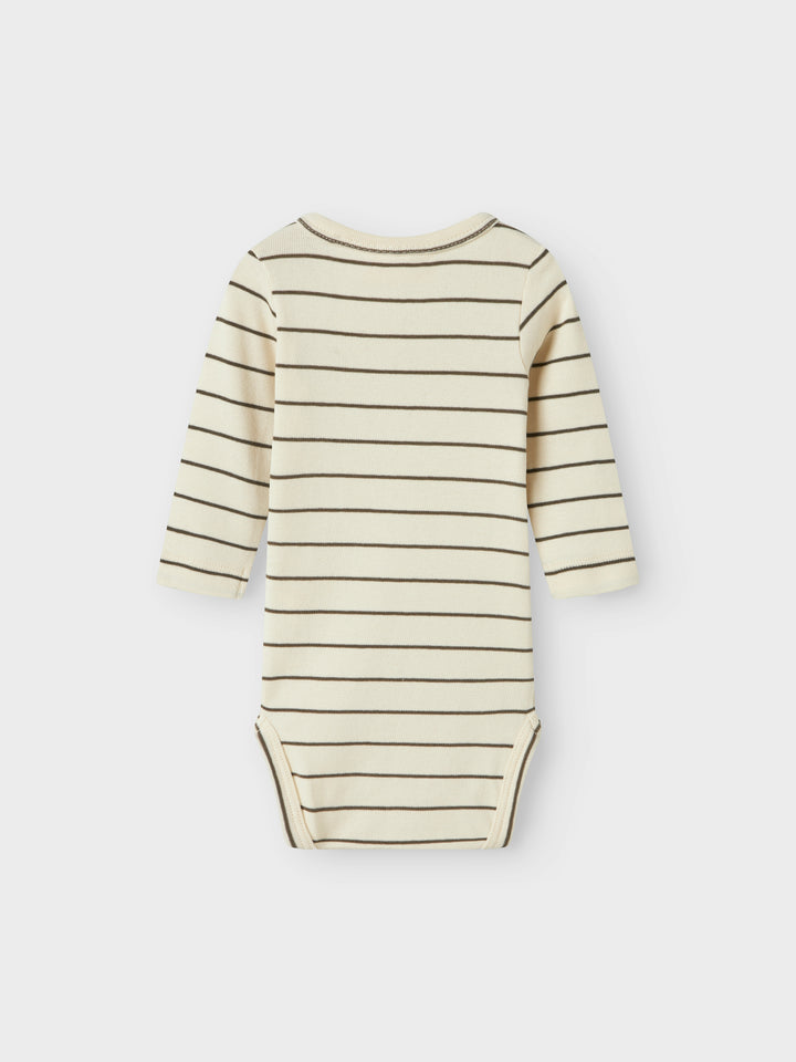 Lil Atelier babybody met strepen en lange mouwen in Turtledove