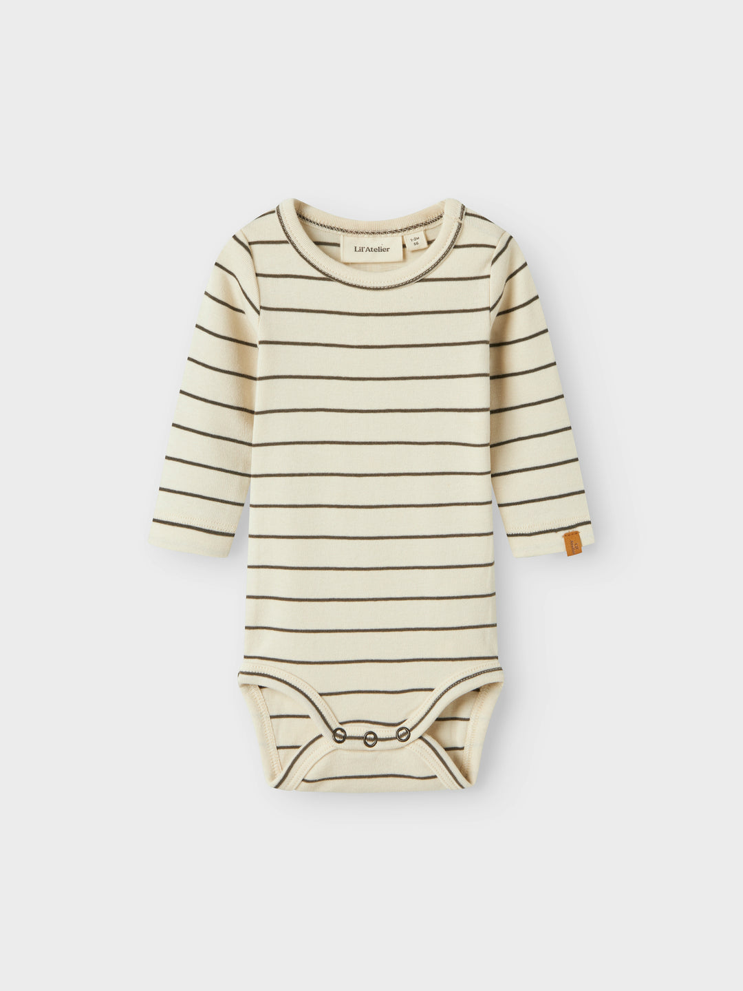 Lil Atelier babybody met strepen en lange mouwen in Turtledove