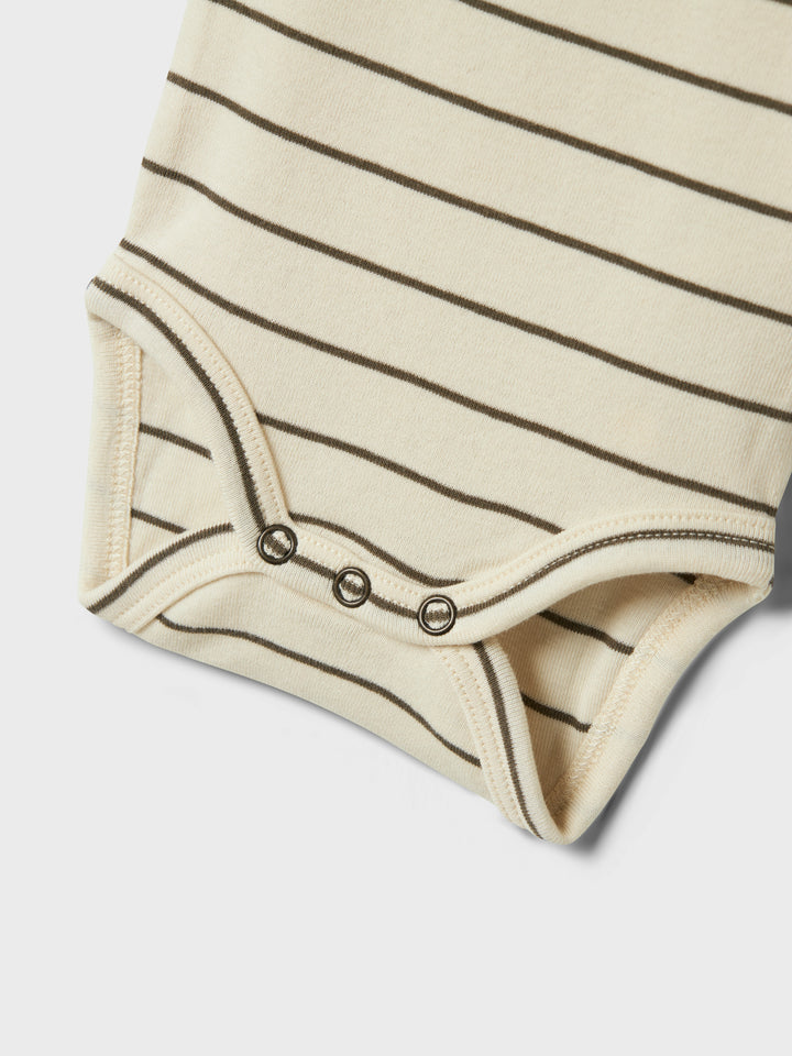 Lil Atelier babybody met strepen en lange mouwen in Turtledove